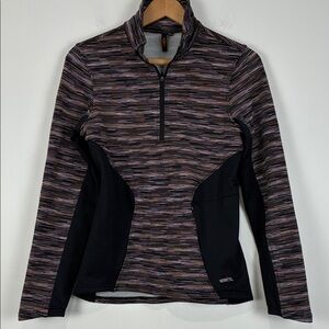 Kerrits Women’s Small Striped Quarter-Zip Athletic Pullover Equestrian Black